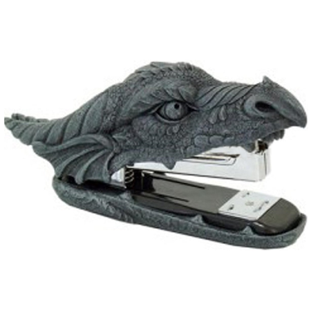 stapler designed to look like the head of a grey dragon.