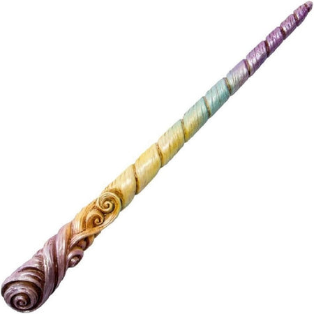 swirled wand painted in pastel rainbow colors.