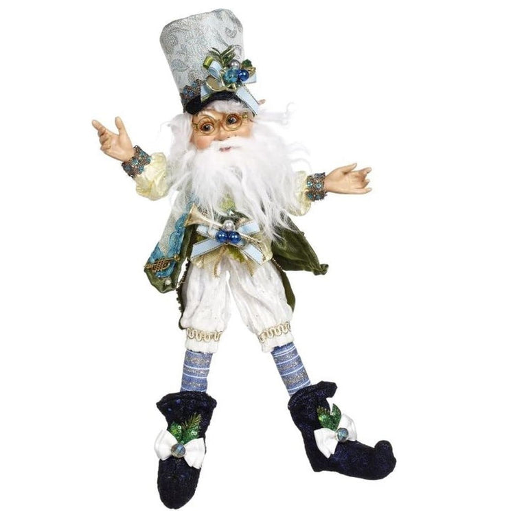 White bearded elf with blue & silver outfit.