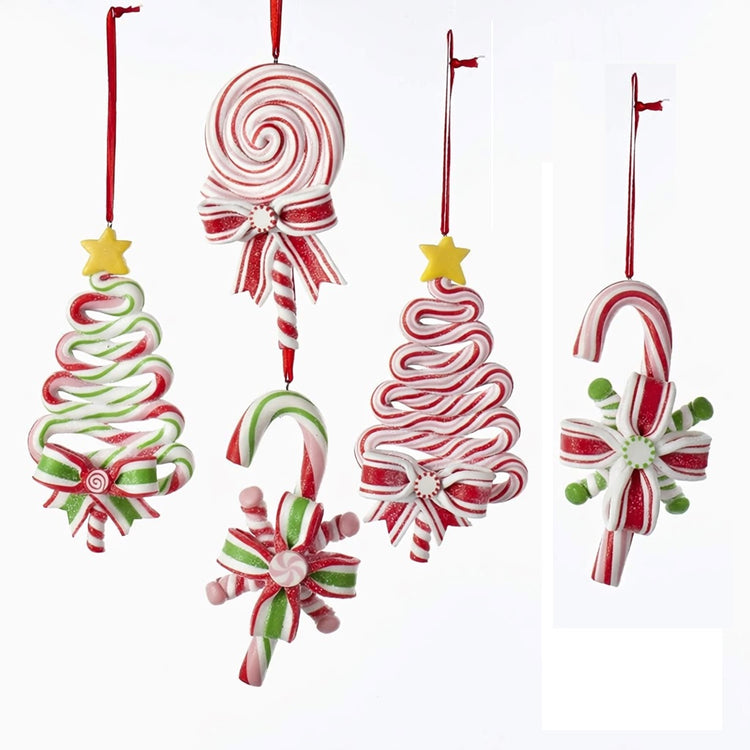 5 Claydough Peppermint Candy Lollipop Ornaments