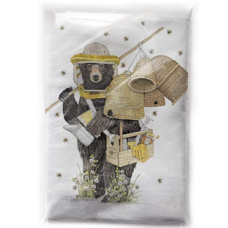 Mary Lake-Thompson Beekeeper Bear Cotton Flour Sack Dish Towel