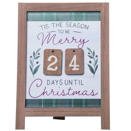 Transpac TC00482 Merry Christmas Countdown Tabletop Sign with Interchangeable Numbers