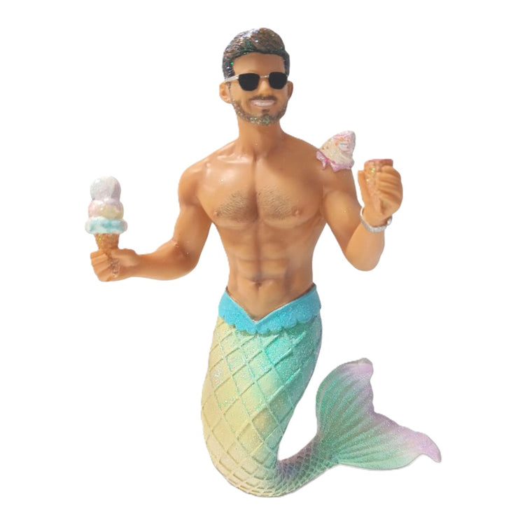 December Diamonds Creamtastrophe Merman ornament 6.75-inch pastel tail sunglasses ice cream collectible