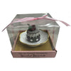 box for December Diamonds gingerbread cake lighted tree clip ornament on decorative plate with berries 5.5 inches