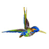 Cloisonné hummingbird that is blue, purple & green. 
