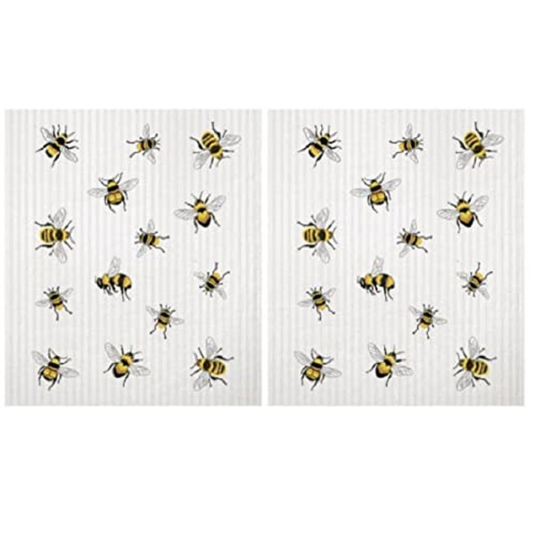 2 ribbed duplicate sponge cloths with scattered bee design.  