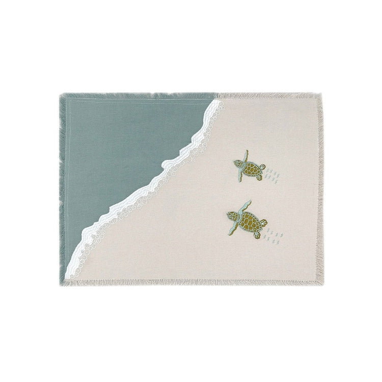 Placemats with baby sea turtles & ocean water.