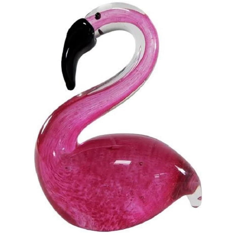 Pink flamingo glass sitting figurine.