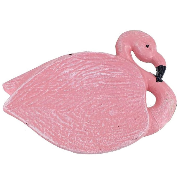 Pink flamingo shaped soap dish.