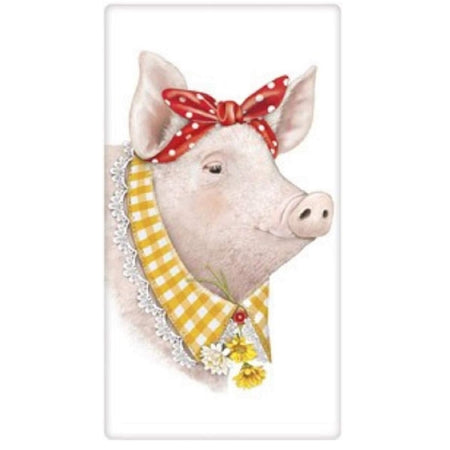 Pink pig with a bandana and neck scarf.