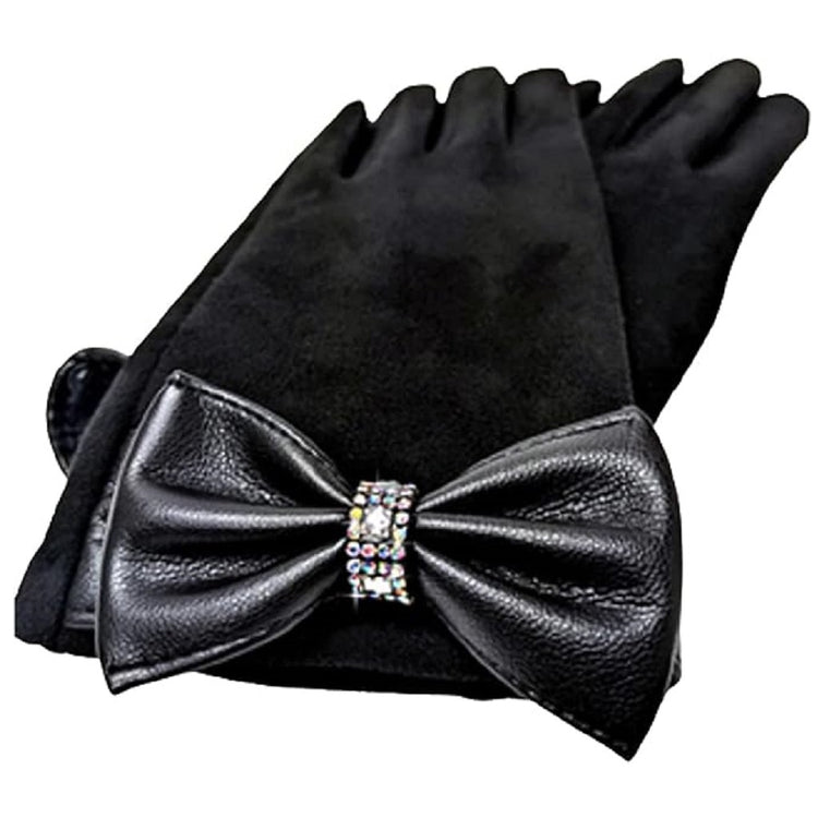 Black velvet gloves with aurelia borealis gems.