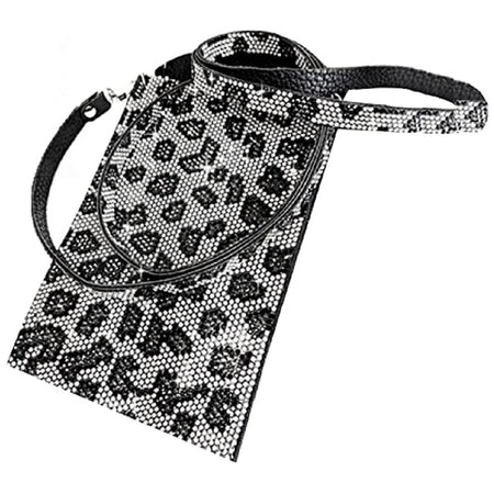Silver snow leopard crossbody purse.
