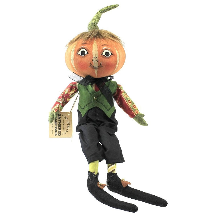Pumpkin head with vest & shoes on.