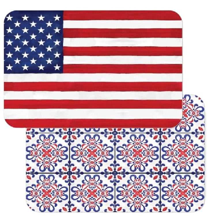 4 Reversible Plastic Placemats – American Pride Flag Design 17.2 x 11.25 Inches