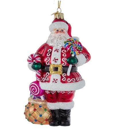 Blown glass red santa claus with candy ornament