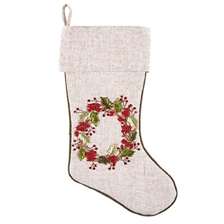 C&F Home Berry Wreath Ribbon Art Stocking, 19 Inches