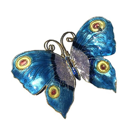 Butterfly ornament bright blue with gold and silver accent