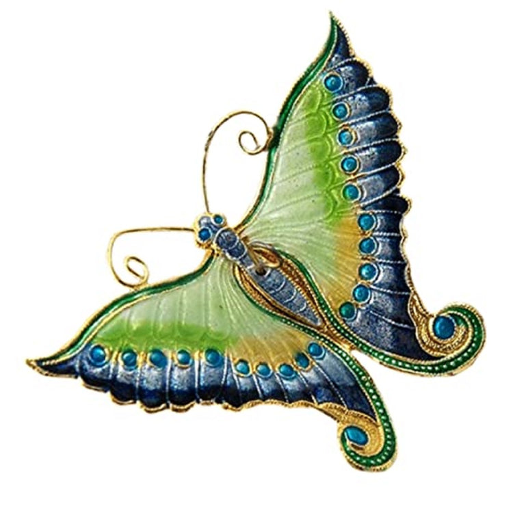 Butterfly ornament in shade of blue and green with gold accent