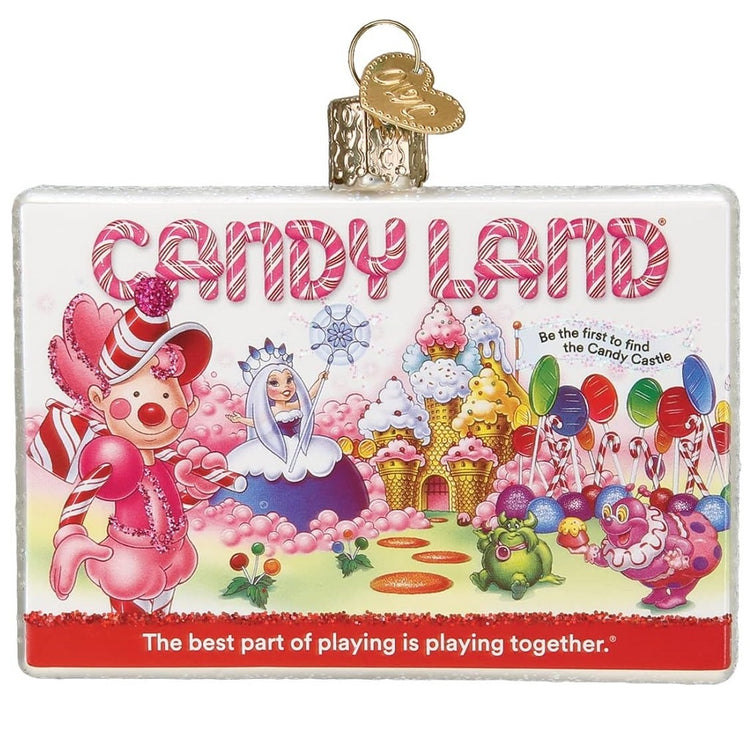 candy land board game, blown glass ornament