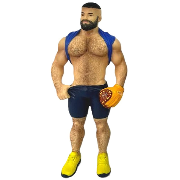 December Diamonds Catcher Bear ornament male figurine holding baseball catcher mitt hand-painted collectible