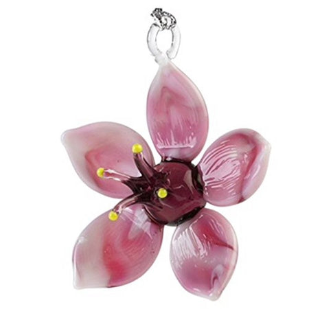 Ornament shaped like a cherry blossom flower in pink and marrons.