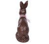 faux chocolate easter bunny figurine with pink bow brown resin decor