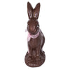 faux chocolate easter bunny figurine with pink bow brown resin decor