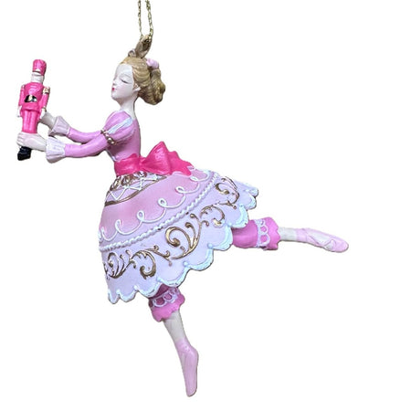 December Diamonds Cake Lady holding Nutcracker painted resin Christmas ornament 4.5 inches