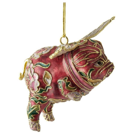 cloisonne dark pink pig ornament.