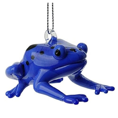 blue frog with black spots ornament