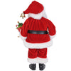 back view: Karen Didion Reindeer Sled Santa 13-inch Christmas collectible figurine with velvet suit, miniature reindeer, and toy-filled sleigh.