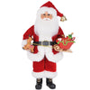 Karen Didion Reindeer Sled Santa 13-inch Christmas collectible figurine with velvet suit, miniature reindeer, and toy-filled sleigh.