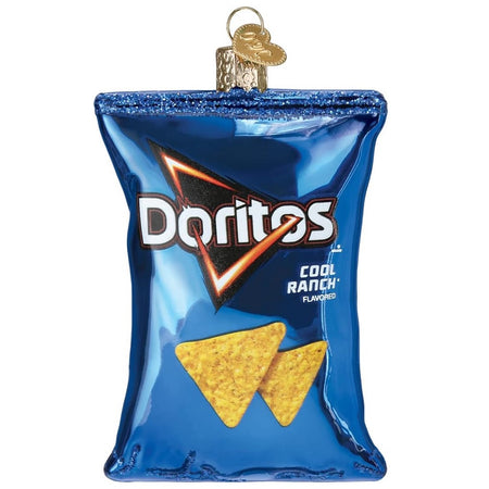 blown glass cool ranch doritos bag ornament.