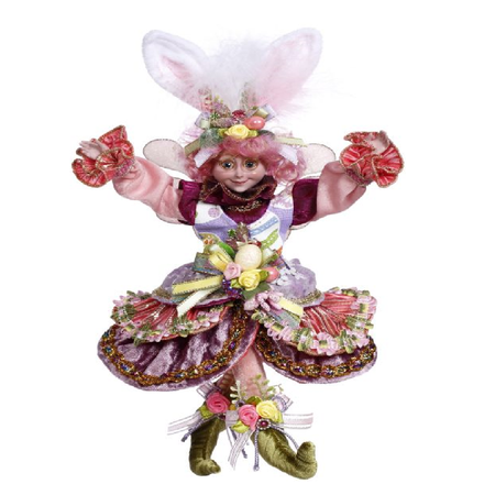Fairy girl in bunny ears, wearing pink dress with easter egg patterned vest.