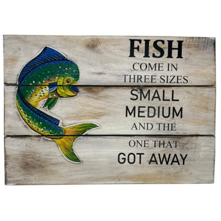 Rustic fishing wood wall sign with saying the one that got away, 15.75 x 11.75 inch plank decor