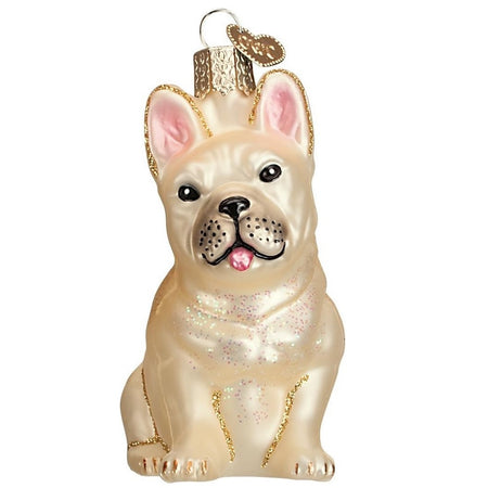 blown glass french bulldog ornament