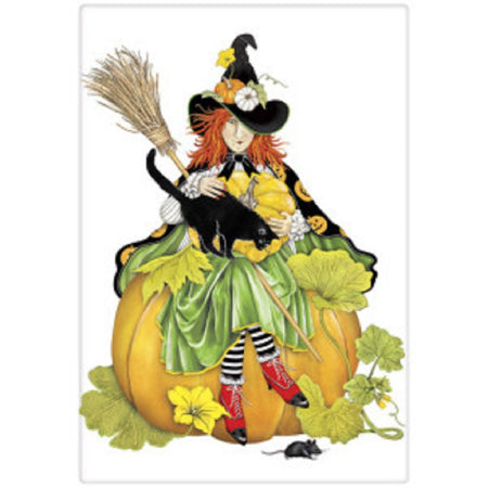 Pumpkin Garden Witch Flour Sack Towel