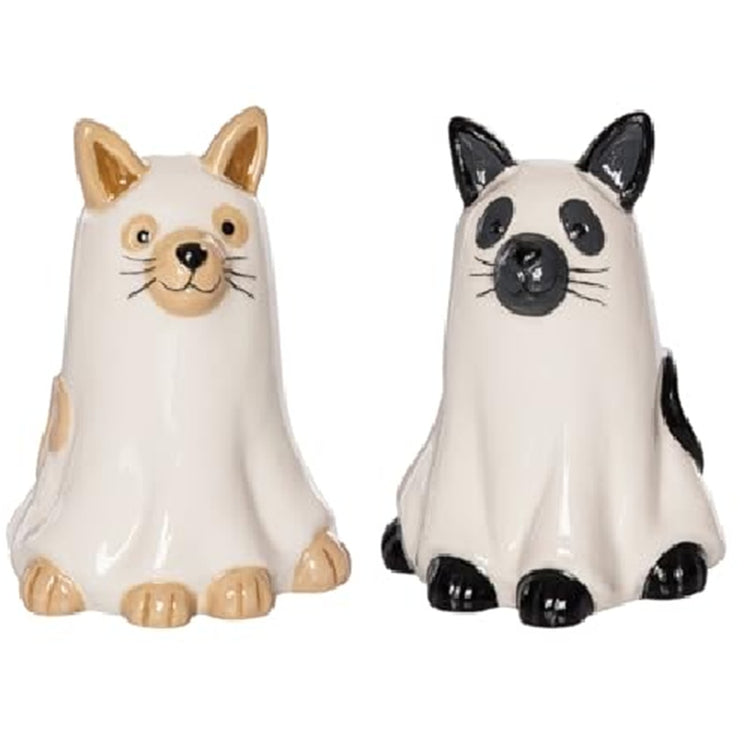 Gallerie II Ghost Cats Salt and Pepper Shaker Set 5.8 Inch Halloween Decor