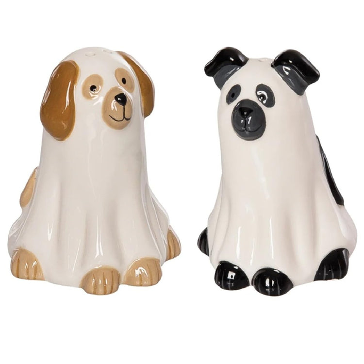 Front view of Gallerie II Ghost Dogs Salt and Pepper Shaker Set Halloween Decor