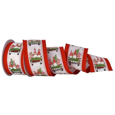 Regency International 4 Inches x 10 Yards Santa Gnomes Fabric Ribbon