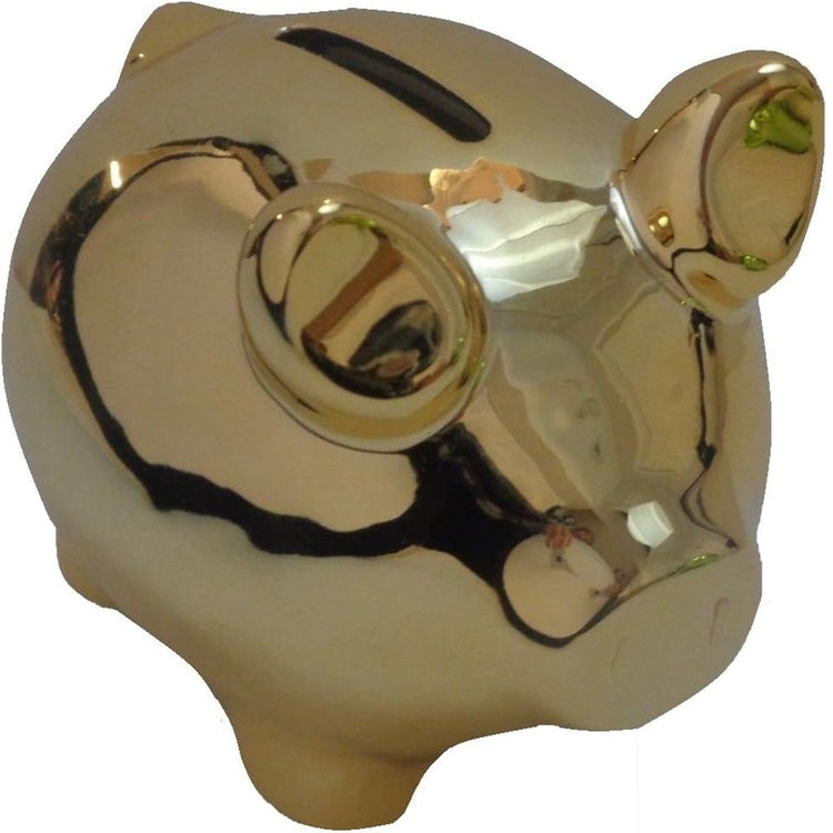 Pig shaped coing bank all over gold metallic color