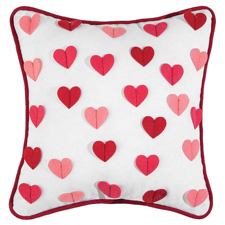 C&F Home red 10 x 10 inch cotton mini pillow with fabric heart appliqué design