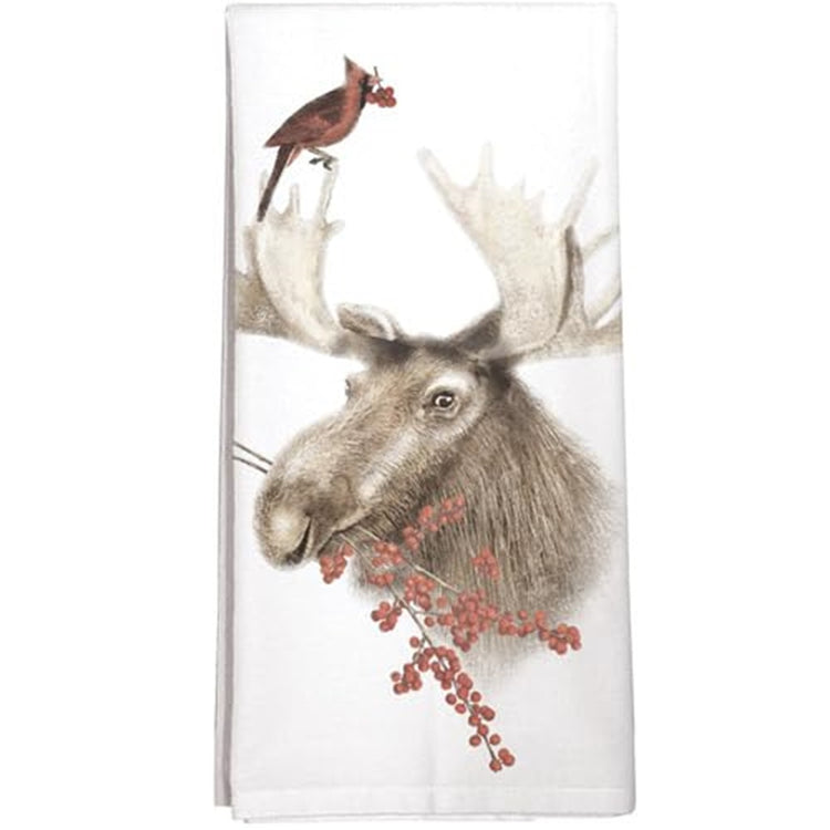 Montgomery Street SLTT263 Cardinal on Moose Flour Sack Kitchen Dish Towel 30 x 30