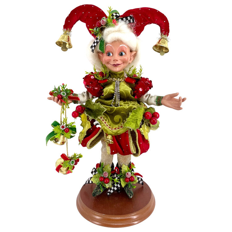 Mark Roberts 51-64102 Holly Belle Elf on Base 12.5 inch Christmas collectible figurine with festive holiday details.