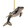 Black and gold cloisonné humpback whale hanging ornament with detailed enamel finish, 5 inch coastal nautical decor piece