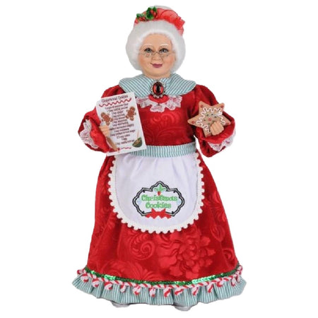 Karen Didion Mrs Kitchen Claus figurine 16 inch Christmas baking decor with gingerbread cookie
