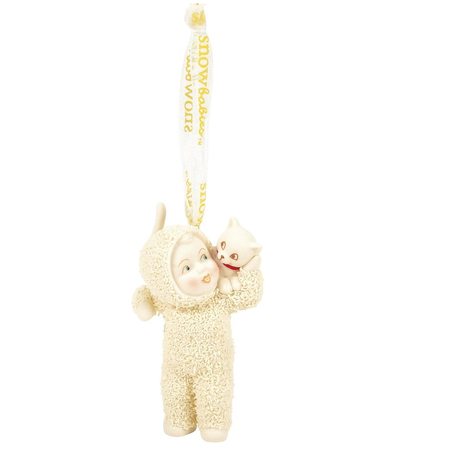 Snowbaby and kitten ornament