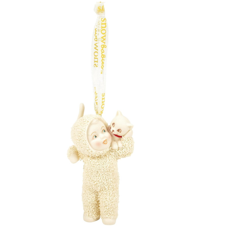 Snowbaby and kitten ornament