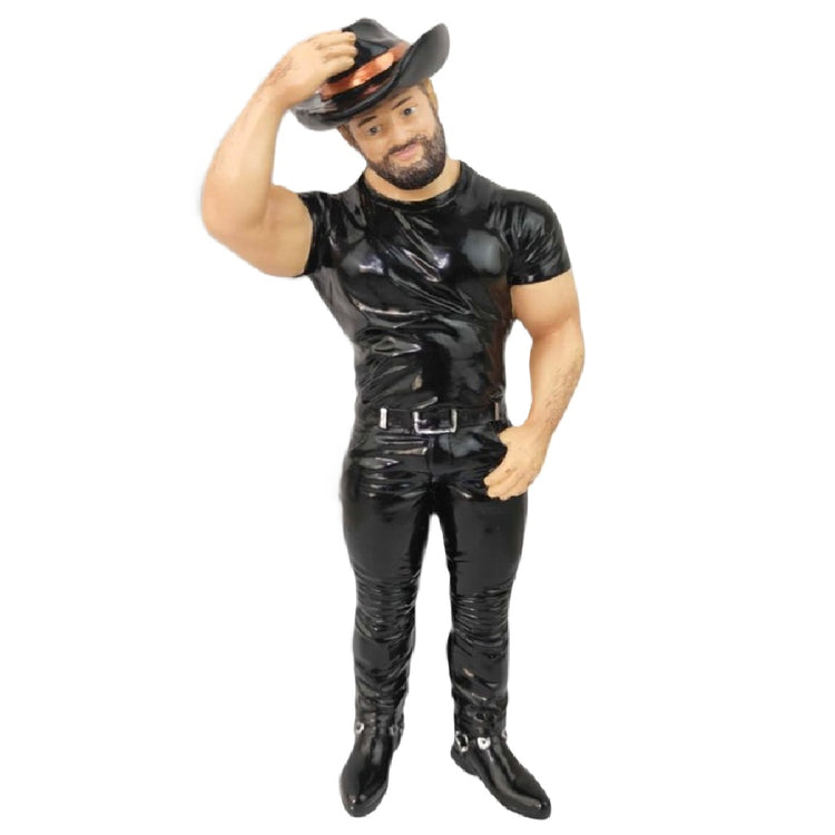 December Diamonds Leather Cowboy ornament male figurine leather vest hat boots hand-painted collectible
