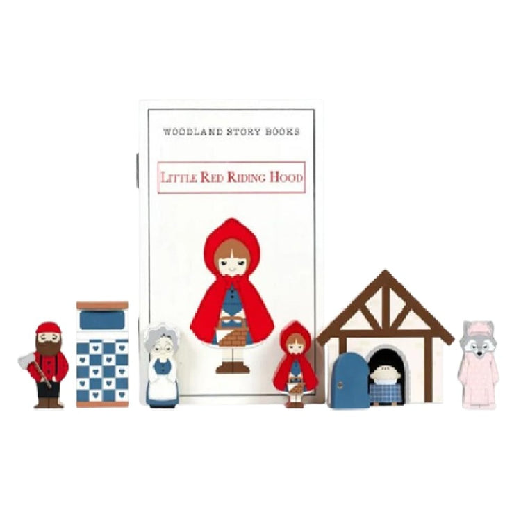 Woodland Story Book Red Riding Hood 7 piece decor figure set with storybook box